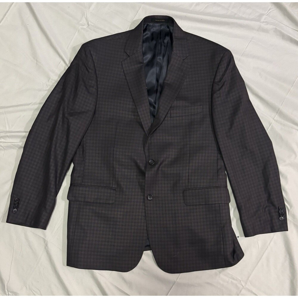 JOS A BANK Reserve Blazer Men's 41R Navy Glen Plaid Silk Wool Blend Tailored Fit